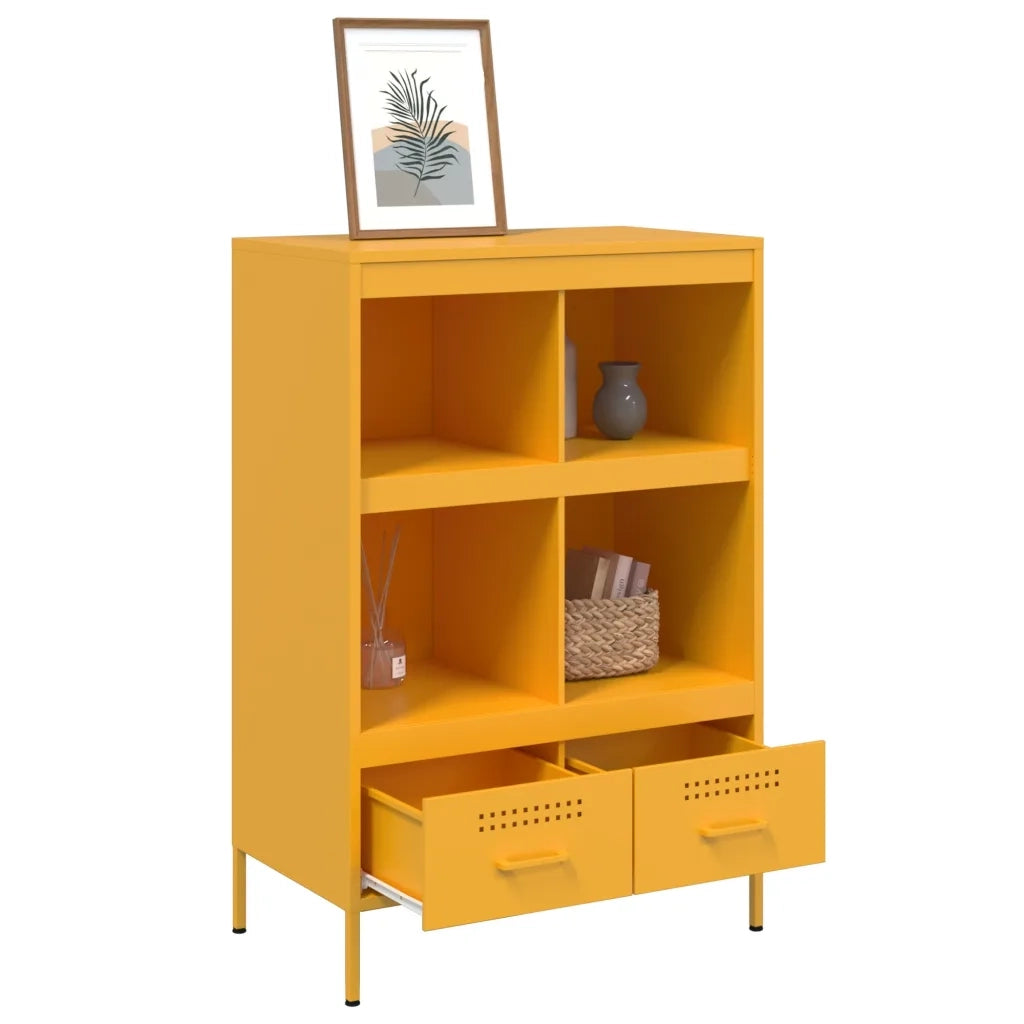 Credenza | Madia | Buffet da pranzo | Armadio da pranzo Giallo Senape 68x39x101,5 cm in Acciaio