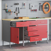 Mobile da lavoro 3 pcs Rosso e Grigio 150 x 55 x 85 cm 3321371