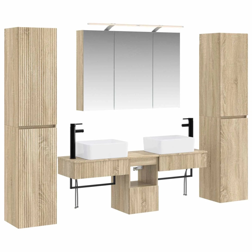 Set di mobili per il bagno 6 pcs Rovere Sonoma 3407193