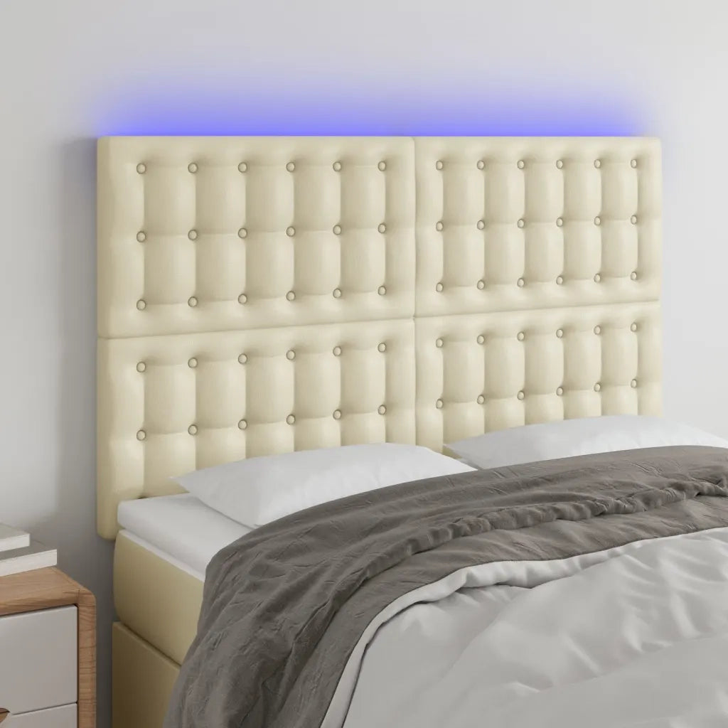 Testiera a LED Crema 144x5x118/128 cm in Similpelle cod mxl 49904