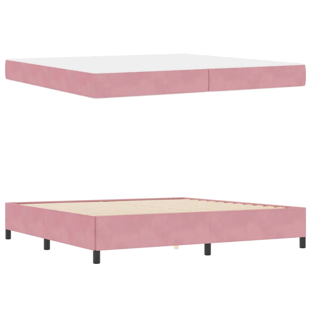 vidaXL Struttura del letto Rosa e bianco 200 x 200 cm Velluto