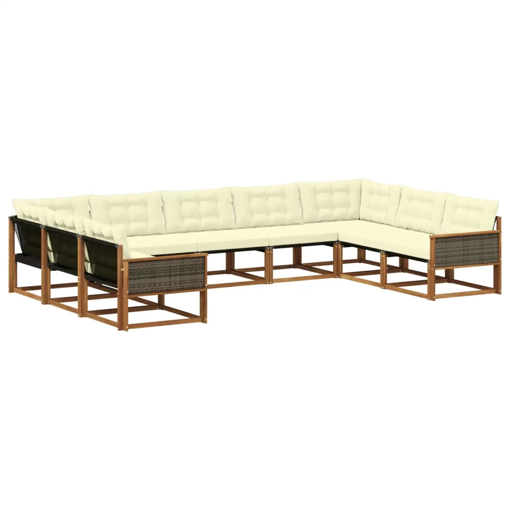 Set di divani da esterno con cuscino 9 pcs Naturale e Crema 3381674