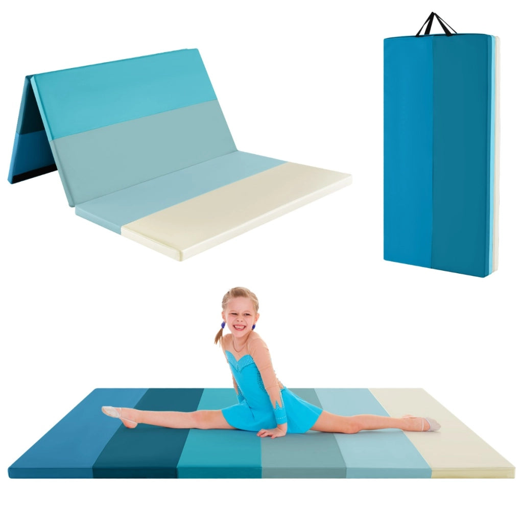Tappetino da ginnastica trifoglio per stretching muscolare-Tappetino da allenamento portatile e leggero in pelle PU Blu