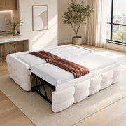 DESMIU Letto estraibile 90 × 190 cm e 180 × 190 cm 2 posti con contenitore, senza materasso, in teddy beige
