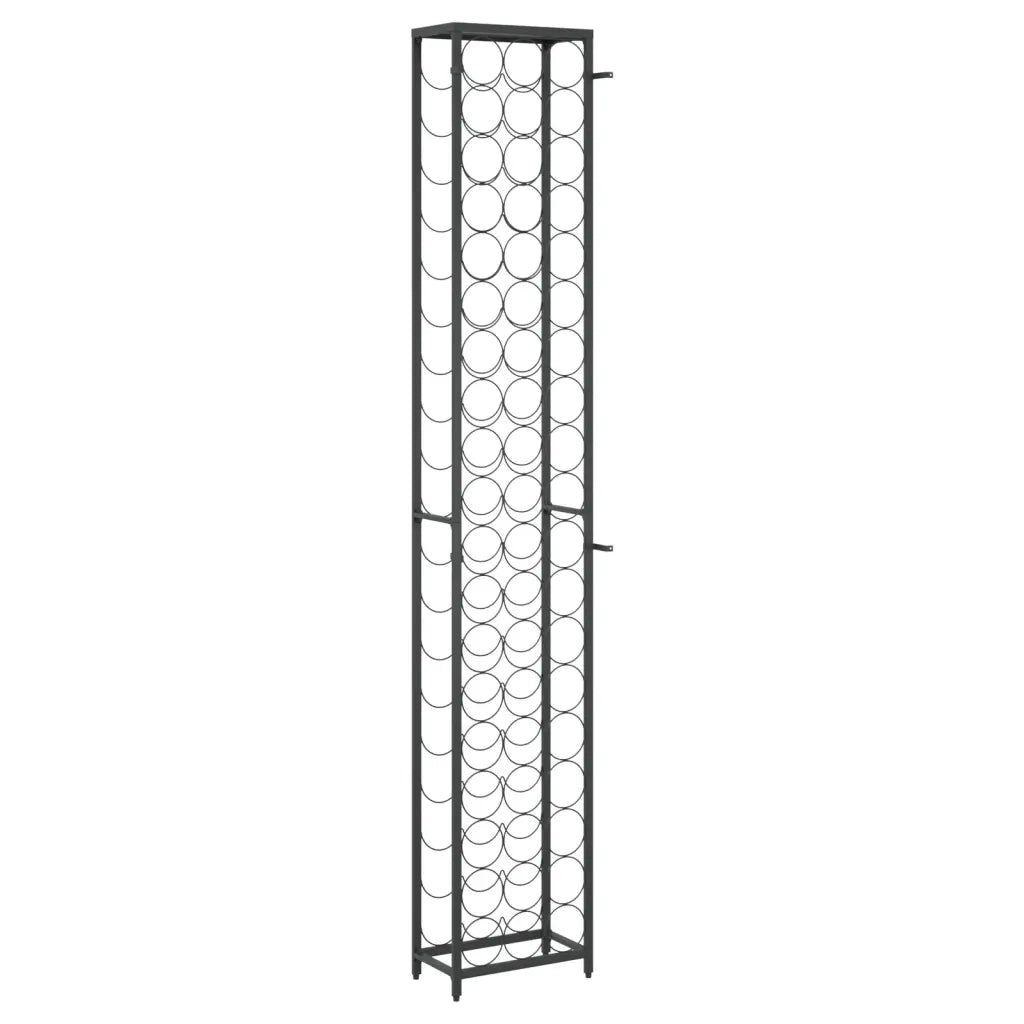 Portavini da 57 Bottiglie Nero 34x18x200cm in Ferro Battuto