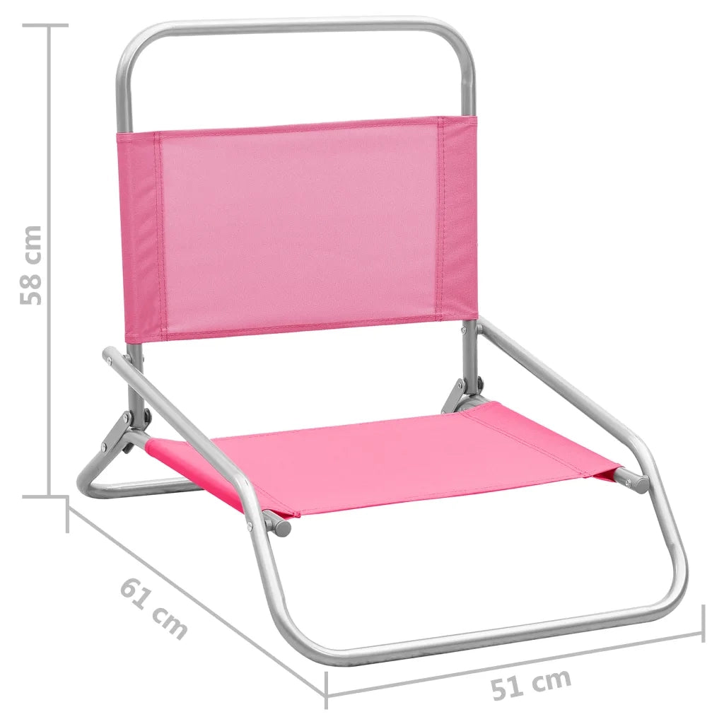 Sedie da Spiaggia Pieghevoli 2 pz Rosa in Tessuto 310372