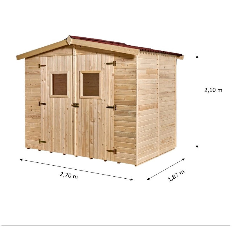 Casetta in legno da giardino con doppia porta – 240x160 cm – pannelli 16 mm, tetto bitumato e pavimento – ED2416.01 Foresta