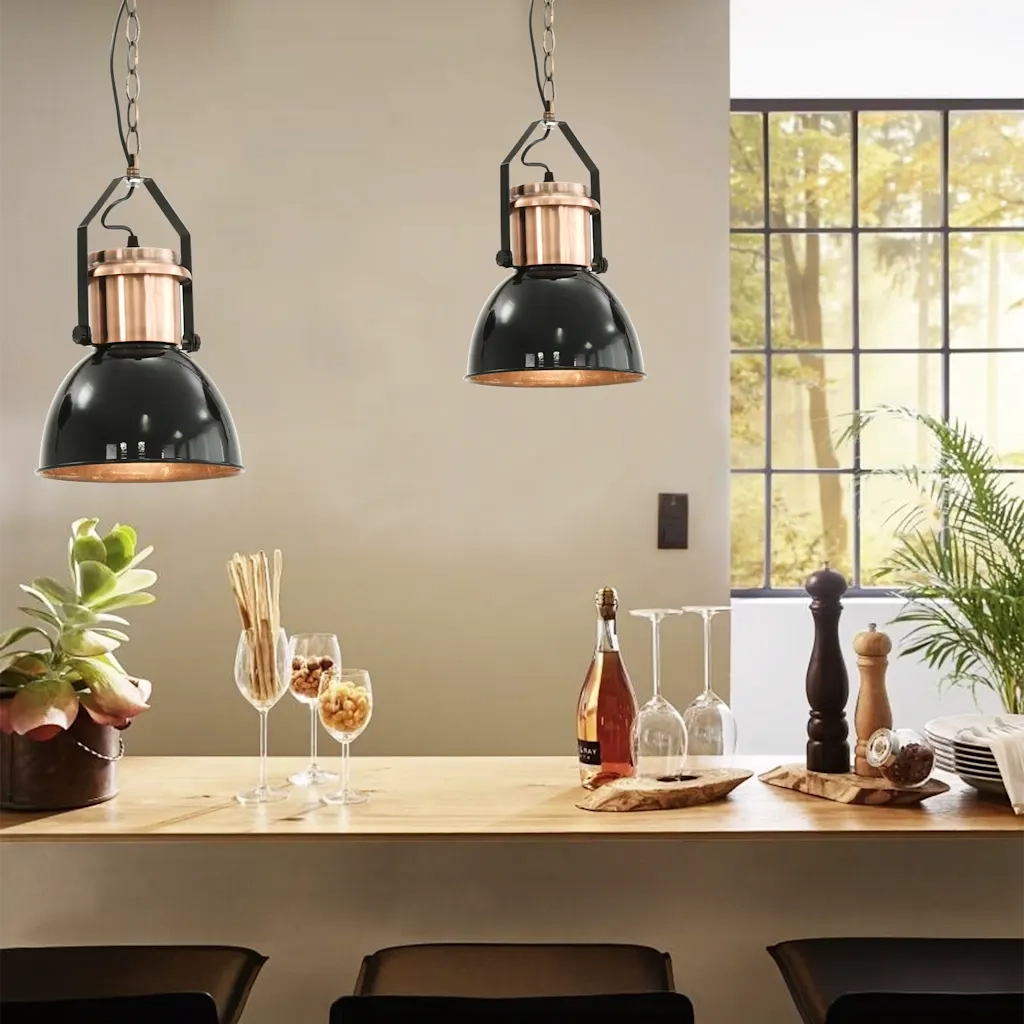 Lampade da Soffitto 2 pz Nero Tondo E27 CFW1843601