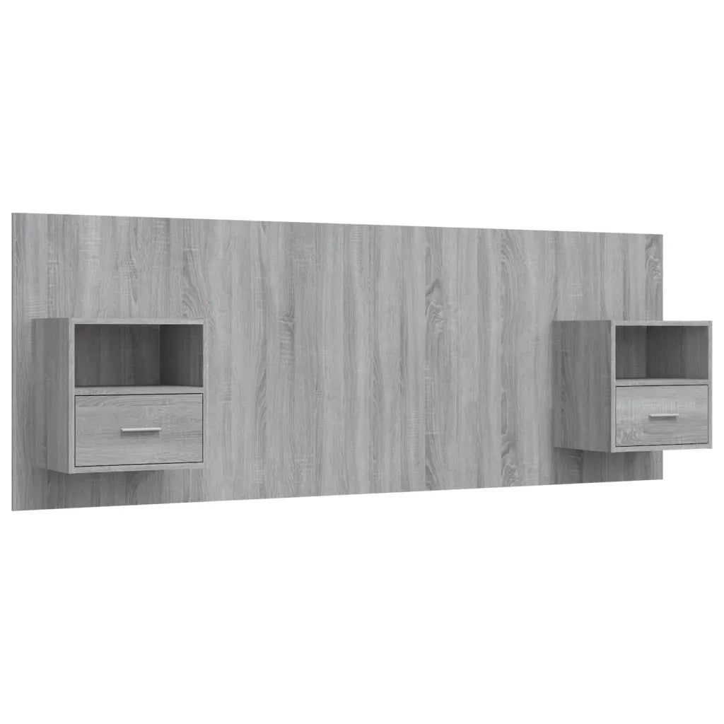 Testiera Letto con Comodini-Testiera con Contenitore in Legno Multistrato Grigio Sonoma 766389