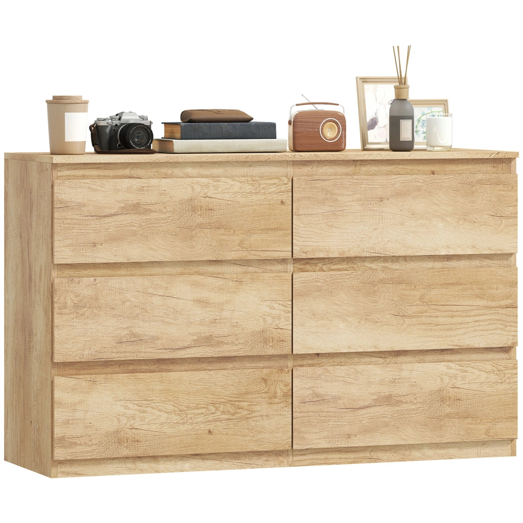 Cassettiera 6 cassetti senza maniglie stile moderno ¨C Xylo ¨C rovere 120x39x75 cm