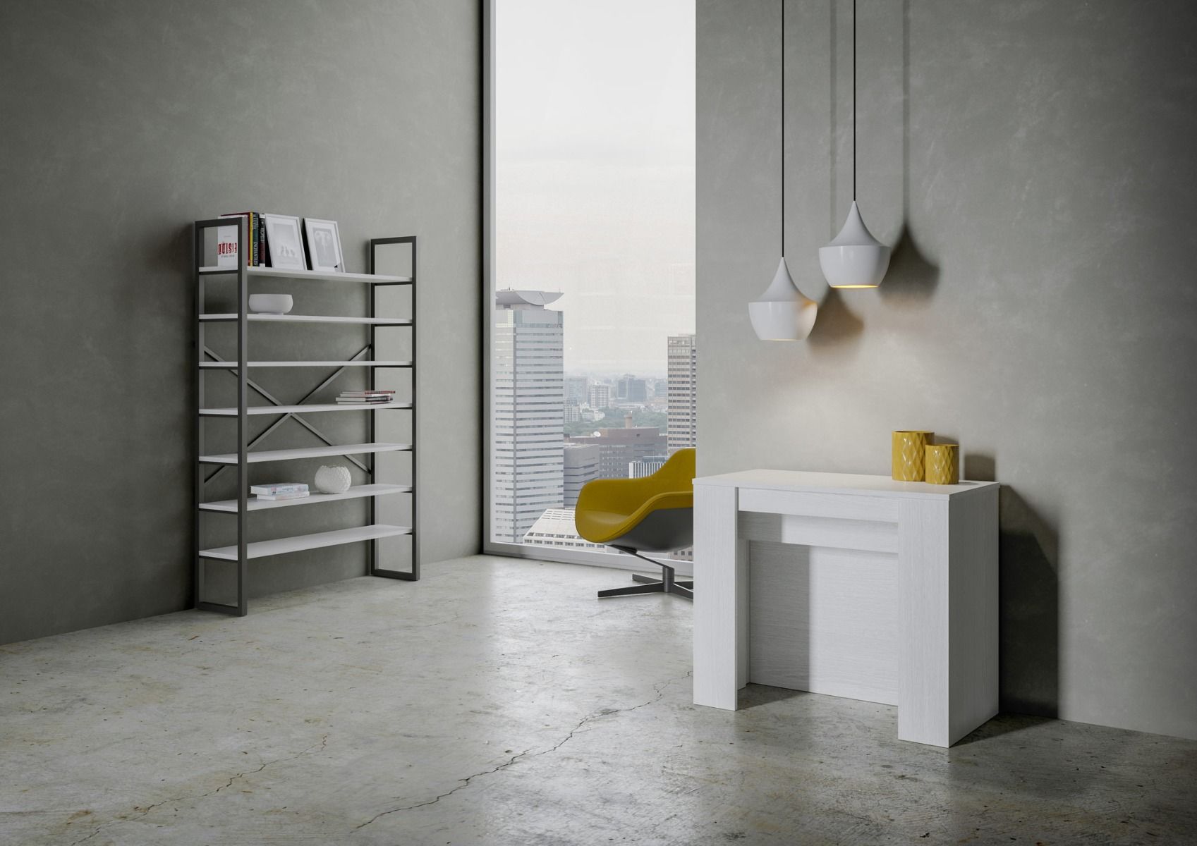 Consolle Allungabile 90-296x48x77 cm in Nobilitato Bianco