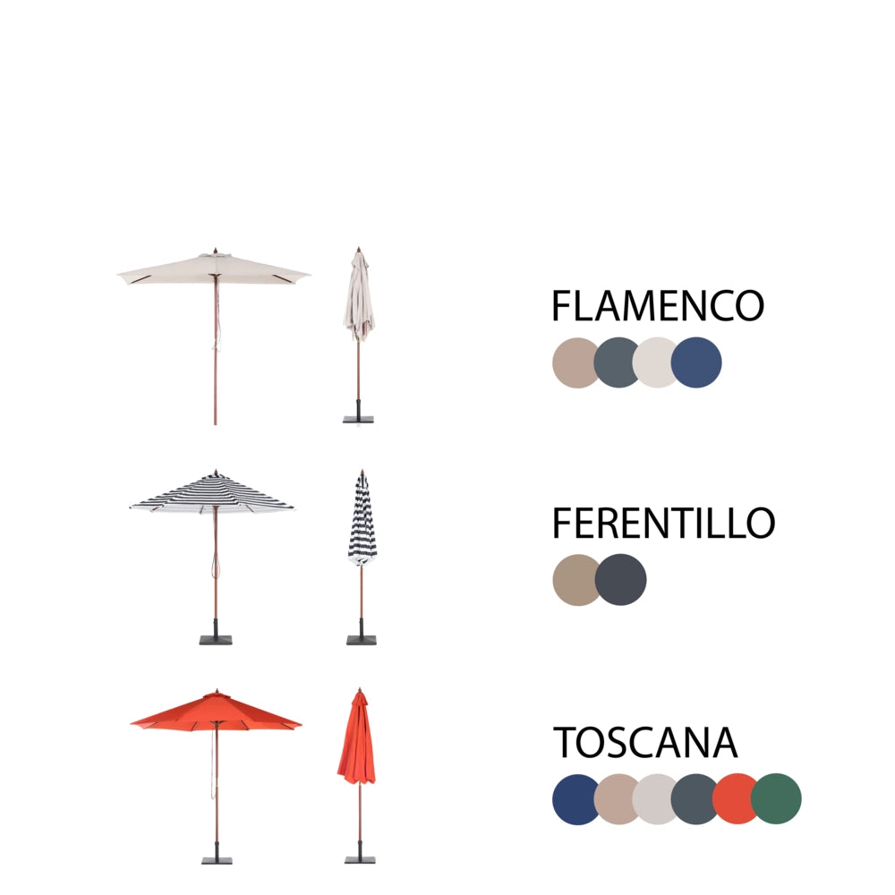 Set da pranzo da giardino 5 pezzi Tavolo rotondo in legno d'acacia 4 sedie Ombrellone da esterno