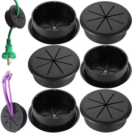 Set di 6 Grommet di Ingresso Cavo Flessibile per Bureaux - Adatto per Lavagne e Mobili - Materiale Plastico - Connesse Cavo.