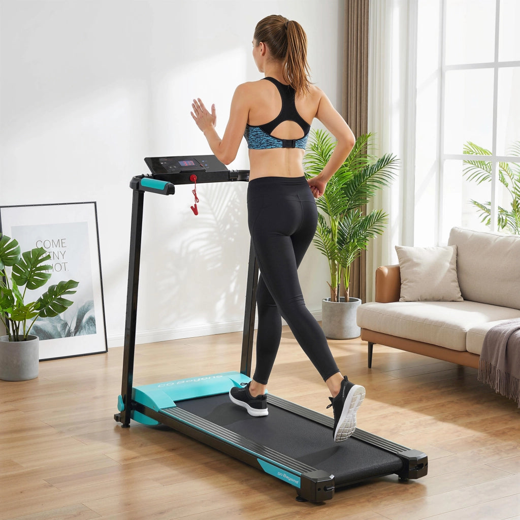 Tapis Roulant Pieghevole 1-10 km/h con Controllo Gestuale e Inclinazione. Azzurro
