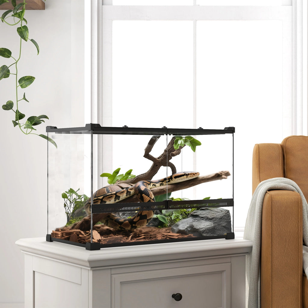 Terrario per Rettili con Chiusura Sicura ¨C Zephmum ¨C Nero 50x30x35cm