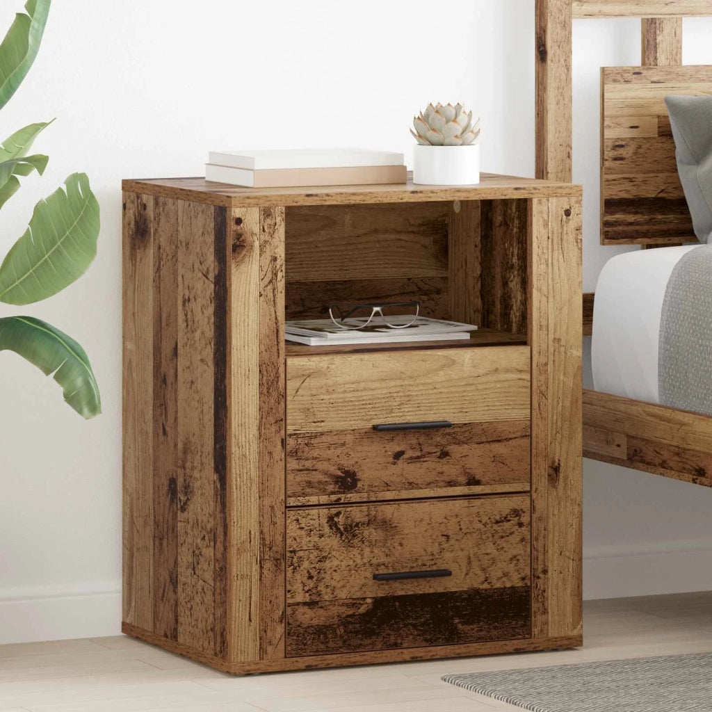 Armadio da Notte con cassetto Legno vecchio 35 x 50 x 60 cm 881078