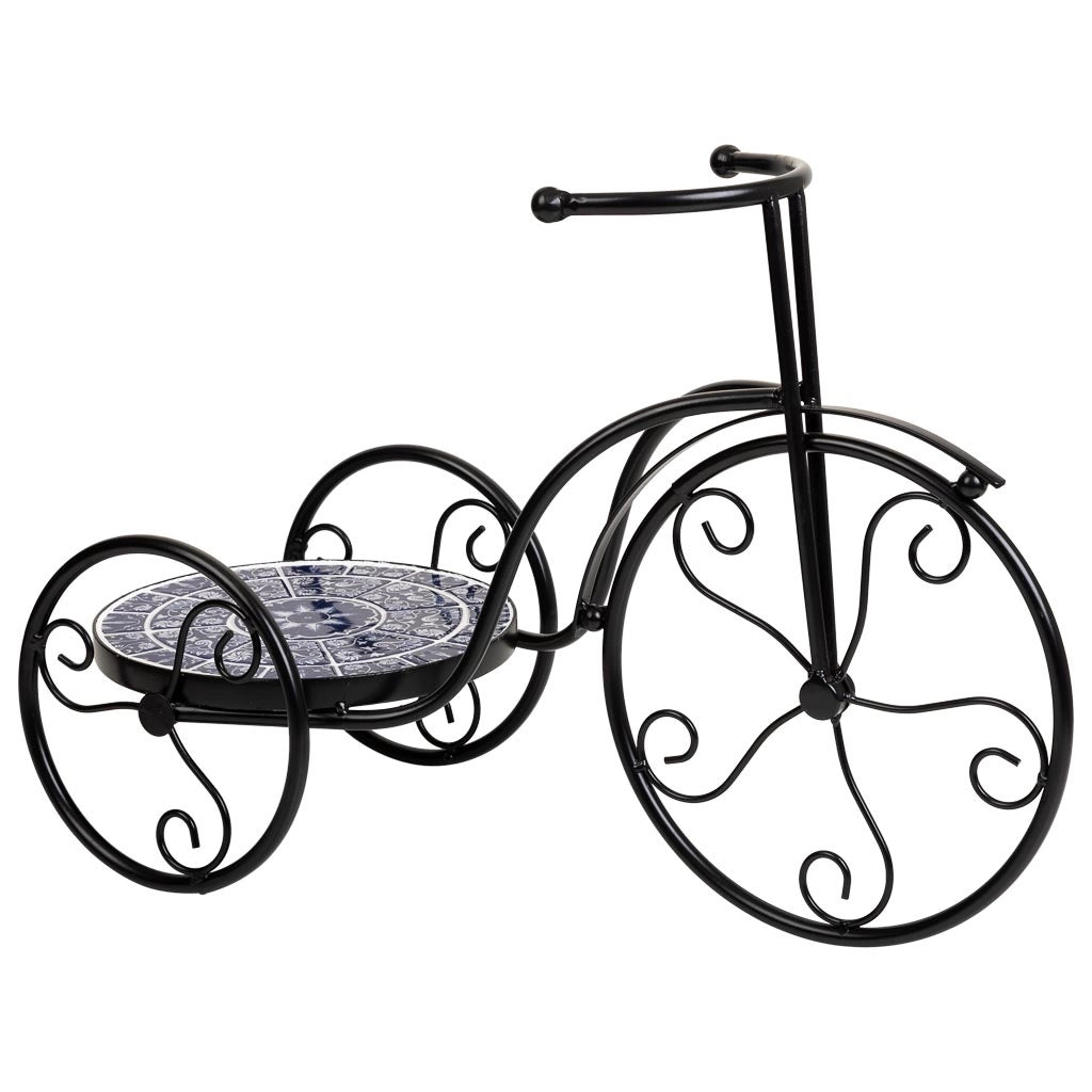 Portavaso bici in mosaico e metallo Blu 53x23,5x36h