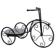 Portavaso bici in mosaico e metallo Blu 53x23,5x36h
