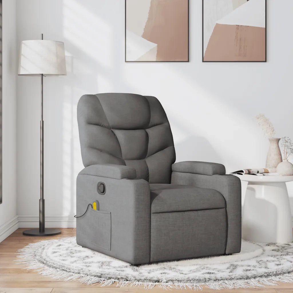 Poltrona Massaggiante | Sedia Relax Reclinabile Grigio Scuro in Tessuto