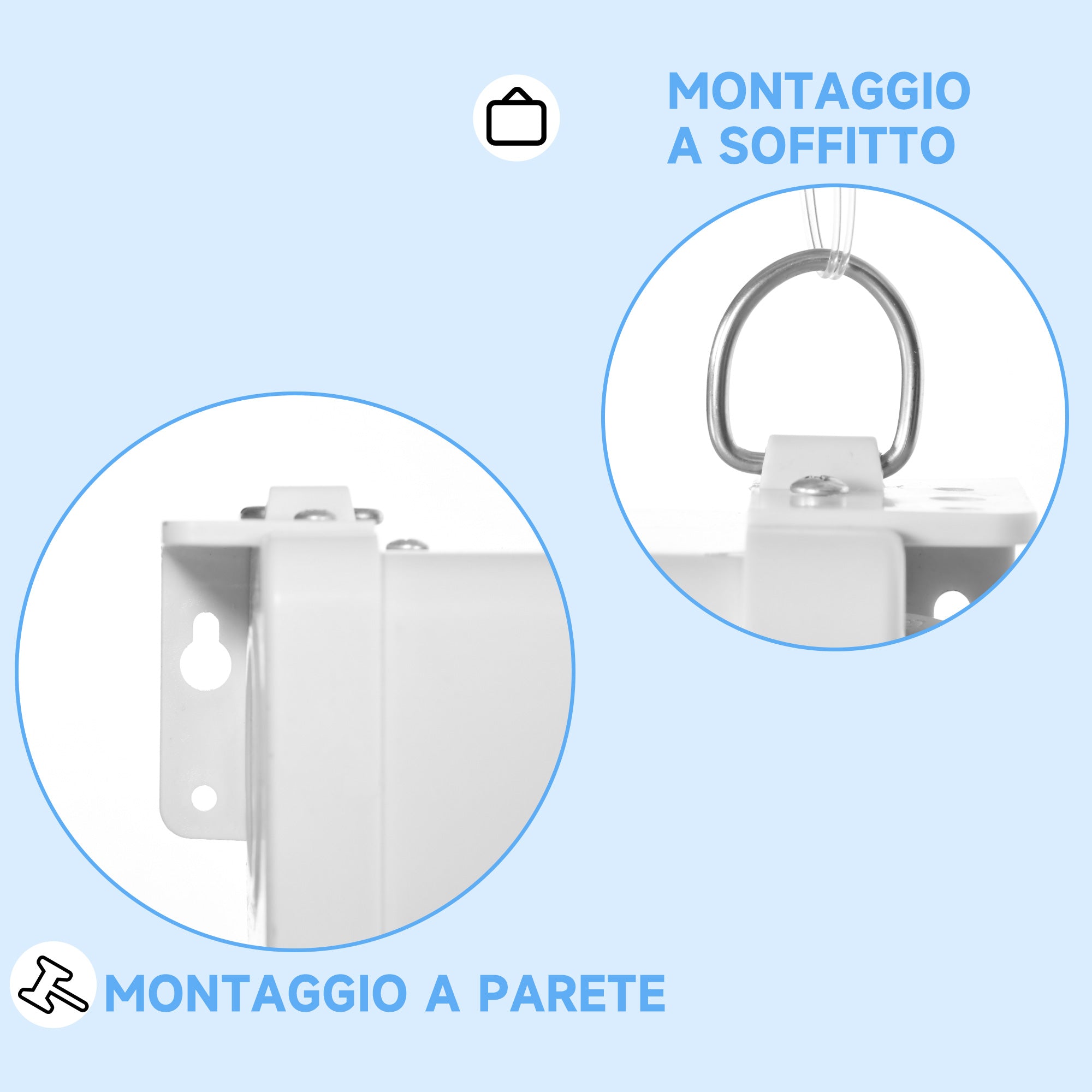 Telo Proiettore 80" 16:9 con Corda di Regolazione 187x8x150 cm in Plastica e Metallo Bianco