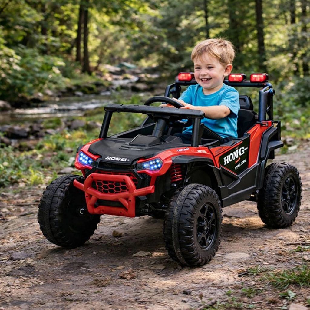 Macchina Elettrica per Bambini Buggy Safari 2 Motori da 35W con Telecomando Luci e Suoni Rosso