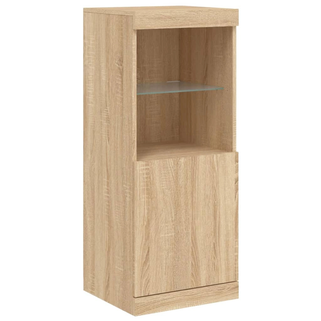Buffet credenza cassettiera armadio mobile contenitore organizer per cucina soggiorno salotto con luci a LED 3 pezzi legno ingegnerizzato Sonoma marrone 02_0037216