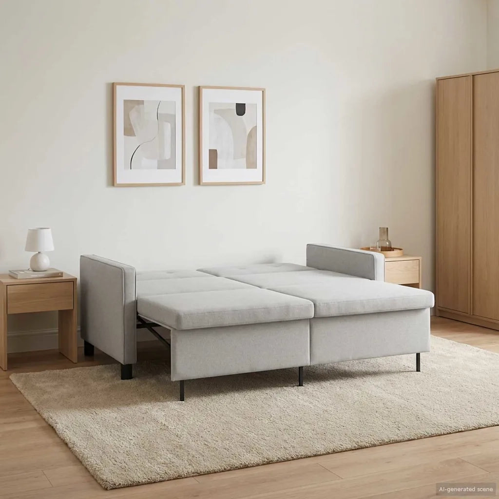 Divano letto | Sof¨¤ letto | Letto singolo Crema Tessuto