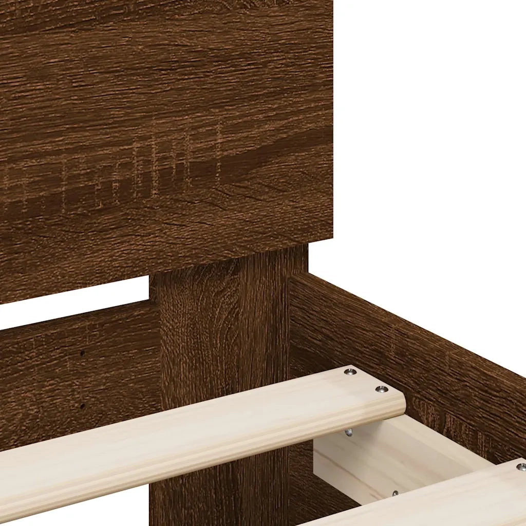 Giroletto Testiera-Struttura Letto Rovere Marrone 135x190 cm Legno Multistrato