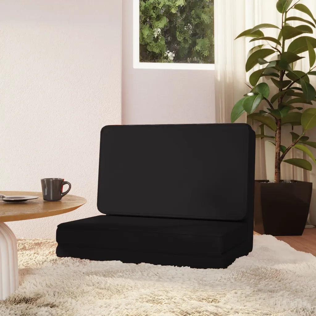 Sedia a Sdraio da Terra Pieghevole Nera in Similpelle CFW6537682