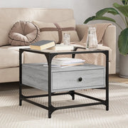 Tavolino con Piano in Vetro Grigio Sonoma 50x50x45 cm Acciaio 846052