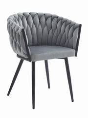 Sedia trapuntata in velluto grigio chiaro Valora MAYAN x 1 | stile moderno