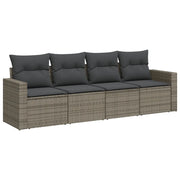 Set Divani da Giardino 4 pz | Set Salotto da Giardino con Cuscini in Polyrattan Grigio
