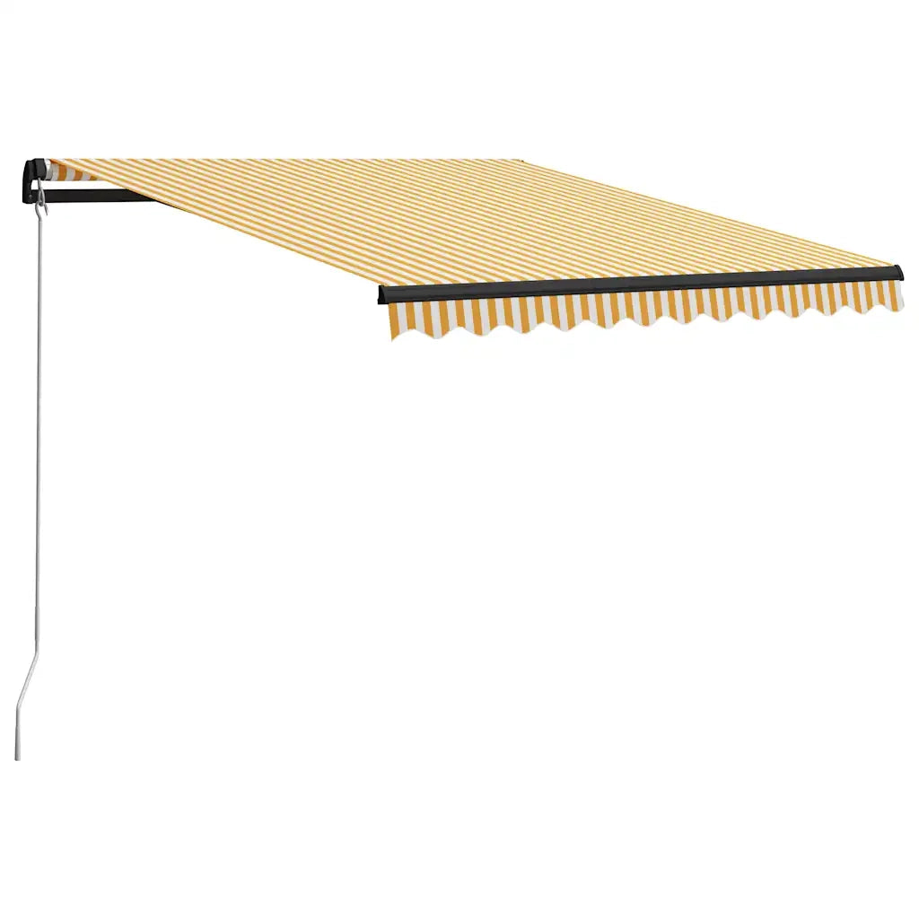Tenda da Sole Manuale con LED-Tenda parasole per Patio 300x250 cm Gialla e Bianca 842225