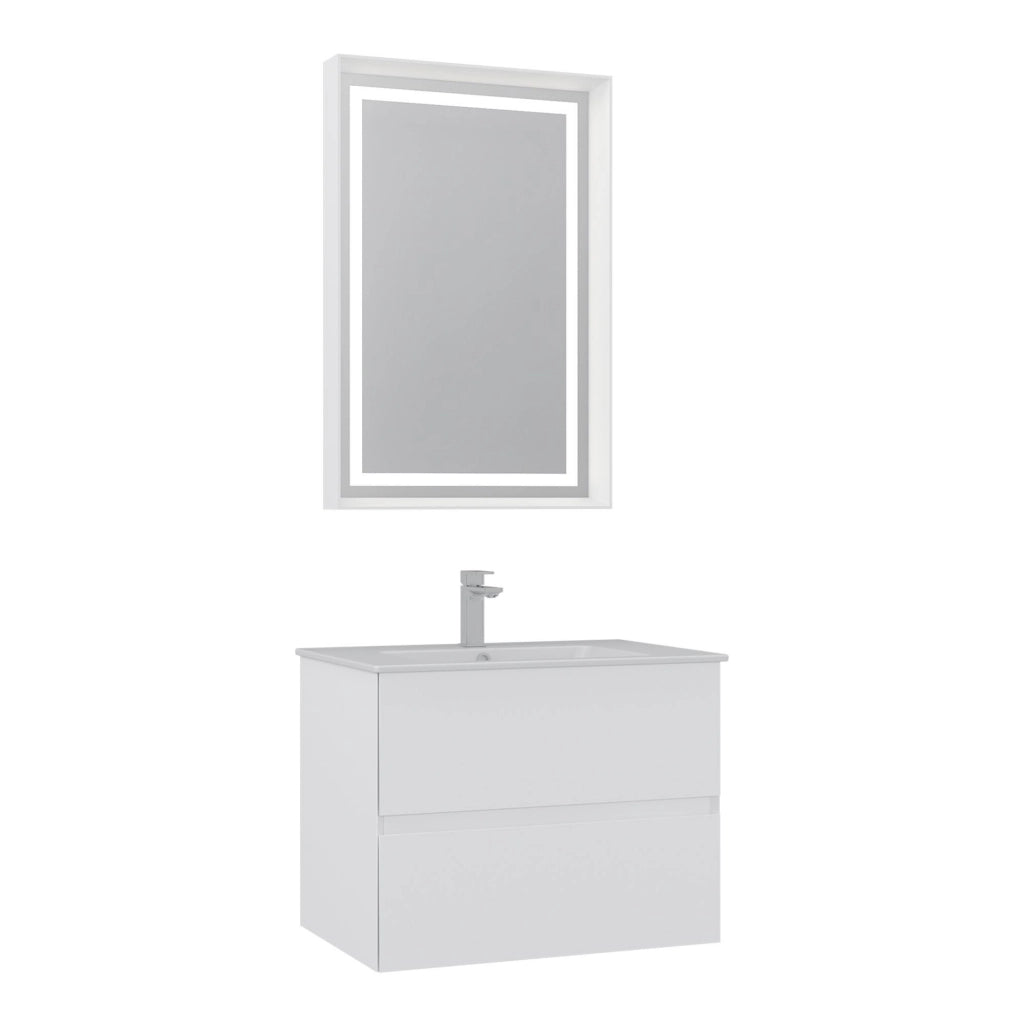 Set mobile lavabo con specchio (2 pezzi) "Nest 71 v2" - 71 x 51 x 55 cm - Bianco opaco