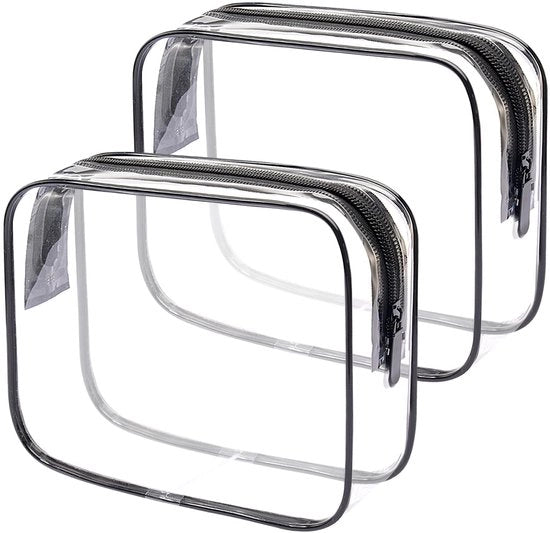 Set di trucchi trasparenti, contenitori trasparenti per liquidi, set di trucco trasparente, accessorio di viaggio per bagagli, set di trucchi trasparenti per uomo e donna (2 pezzi)