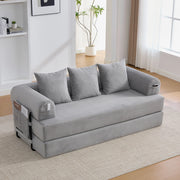 DIVANO modulare 200x94x67 cm in velluto a coste grigio chiaro
