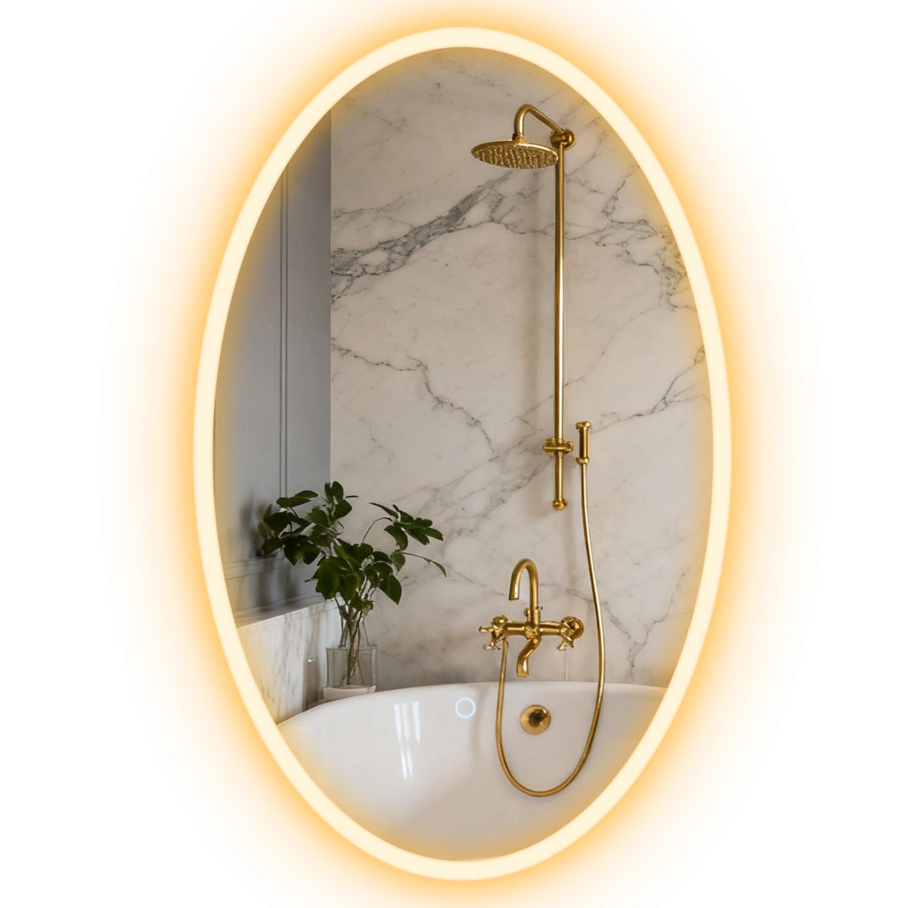 Specchio LED per Bagno Antiappannante 80x50 cm ¨C zephmum ¨C Ovale 3 Luci Regolabile