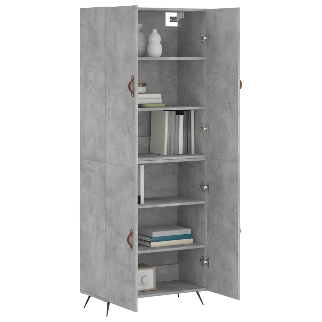 Credenza | Madia | Buffet da pranzo | Armadio da pranzo Grigio Cemento 69,5x34x180 cm in Legno Multistrato