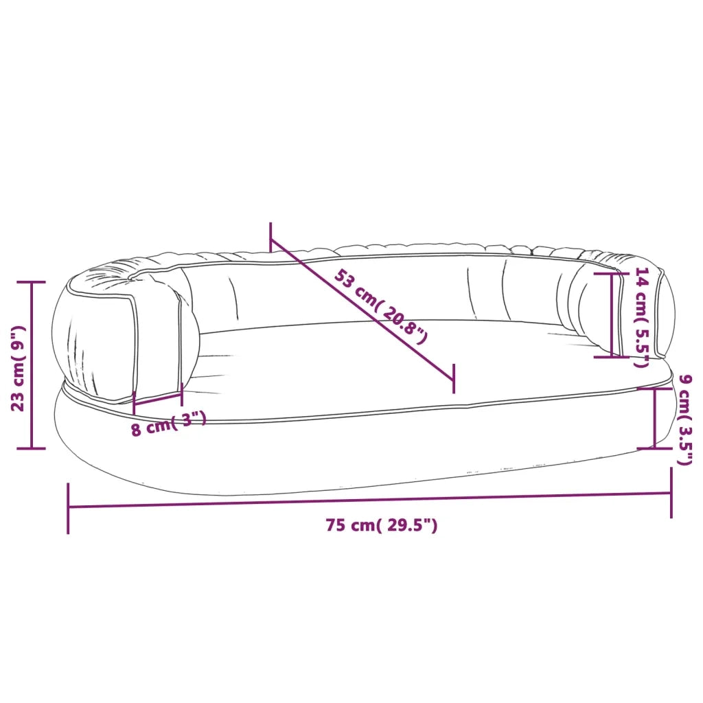 Letto Cani Ergonomico Gommapiuma Blu Scuro 75x53 cm Similpelle 171314