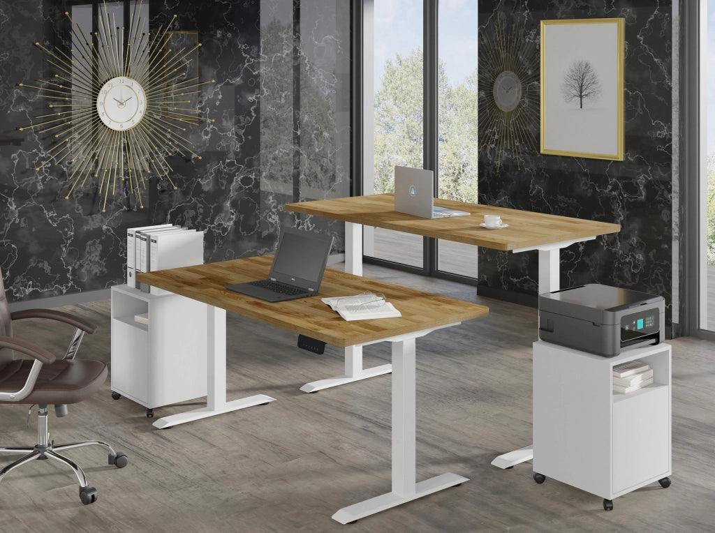 SCRIVANIA BIM NATURAL DESK 2P BIANCO OPACO ROVERE NATURALE 160x80