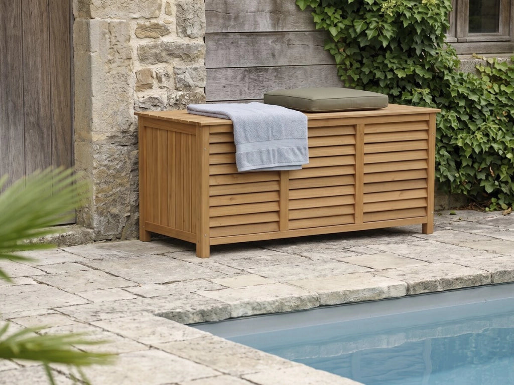 Cassapanca da giardino in legno "Macao" - 130 x 64 x 60 cm - Marrone