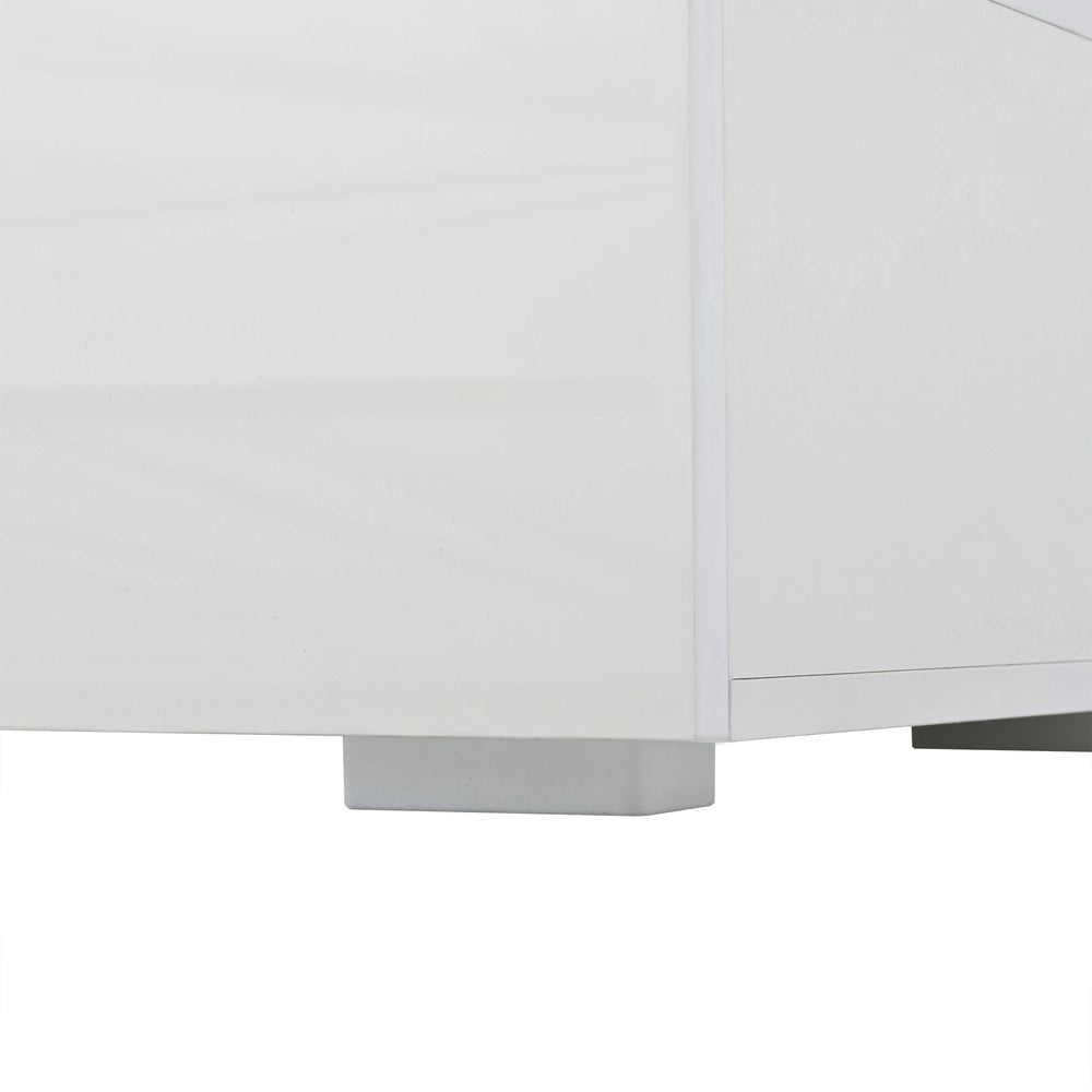 Tavolino da Caff¨¨ con LED e Cassetti ¨C MINIMAL ¨C Bianco Lucido, Design Moderno
