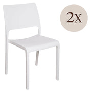Set di 2 sedie da esterno Cereseto, Seduta da giardino, Per indoor o outdoor, Impilabile, Made in Italy, 47x53 h82 cm, Bianco