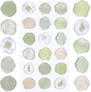 Etichette di sigillatura per uso personale 54 pezzi - Verde trasparente sigillatura adesiva - Materiale per inviti di festa - Matrimonio/Bagno di benvenuto della sposa - Compleanno - 18 modelli - Sigillatura per carta