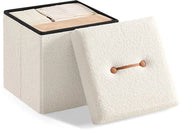Sedia di Deposito - Cuscino di Sedile - Ottomano - 43L Capacità - MDF Bianco e Fleece - 38x38x38cm