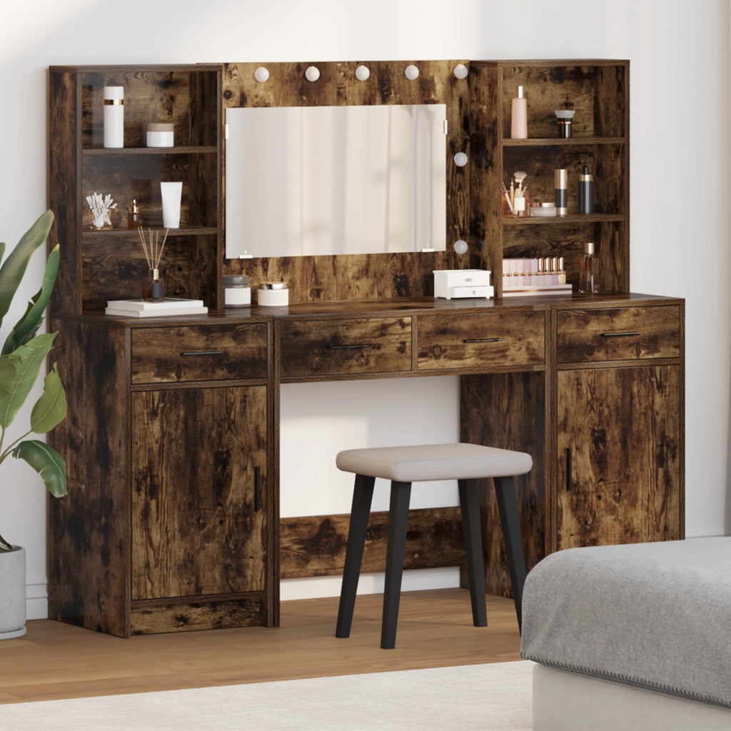 Set da Toeletta a 3 Pezzi  in Legno Ingegnerizzato FumÃ©