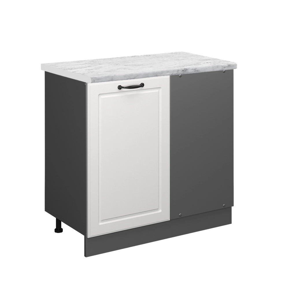 Vicco Mobile ad angolo cucina Bianco casa di campagna 86 cm PL Marmo