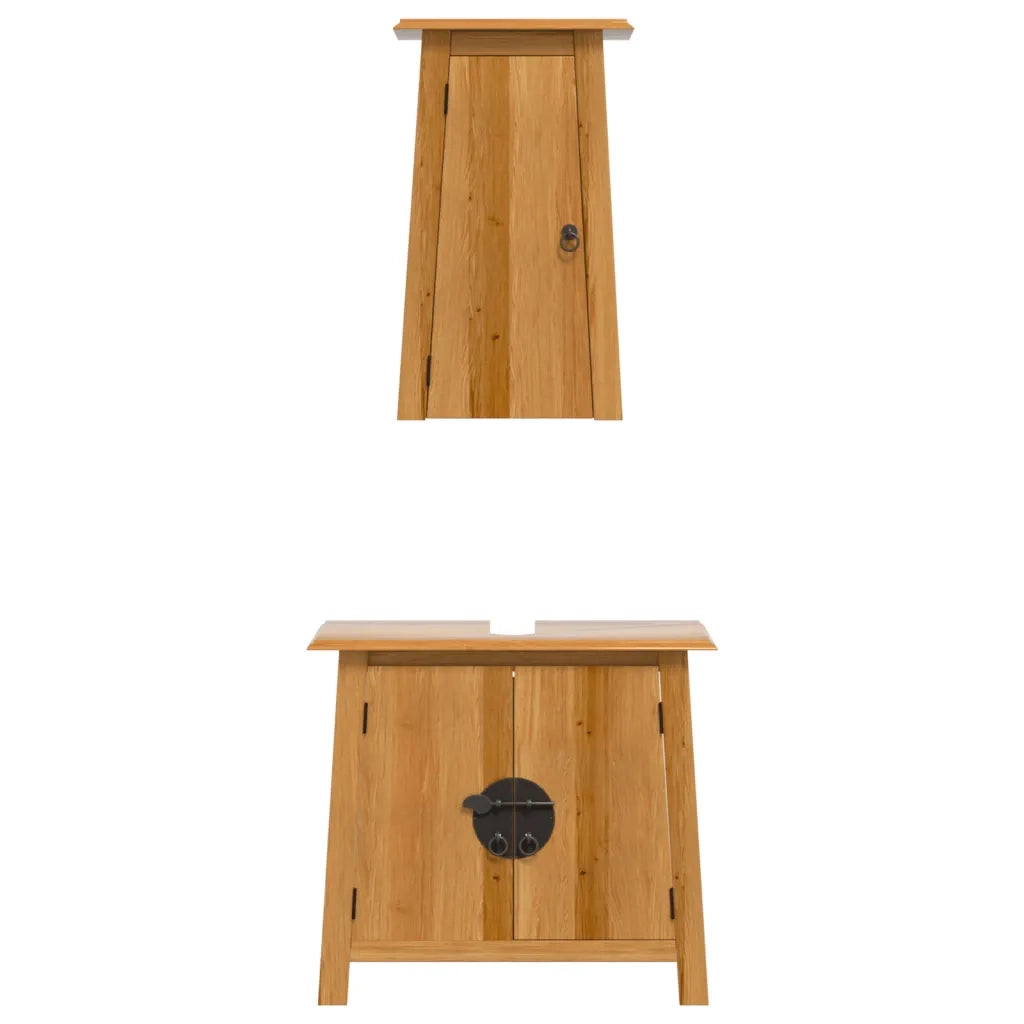 Set Mobili da Bagno | Armadio da bagno 2 pz in Legno Massello di Pino