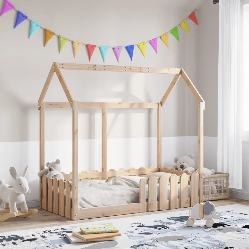 Giroletto Casetta per Bambini 70x140 cm Legno Massello di Pino