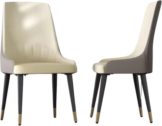 Sedie da Cucina di Lusso - Set da 2 - Microfibra Pelle - Schienale Alto - Bianco